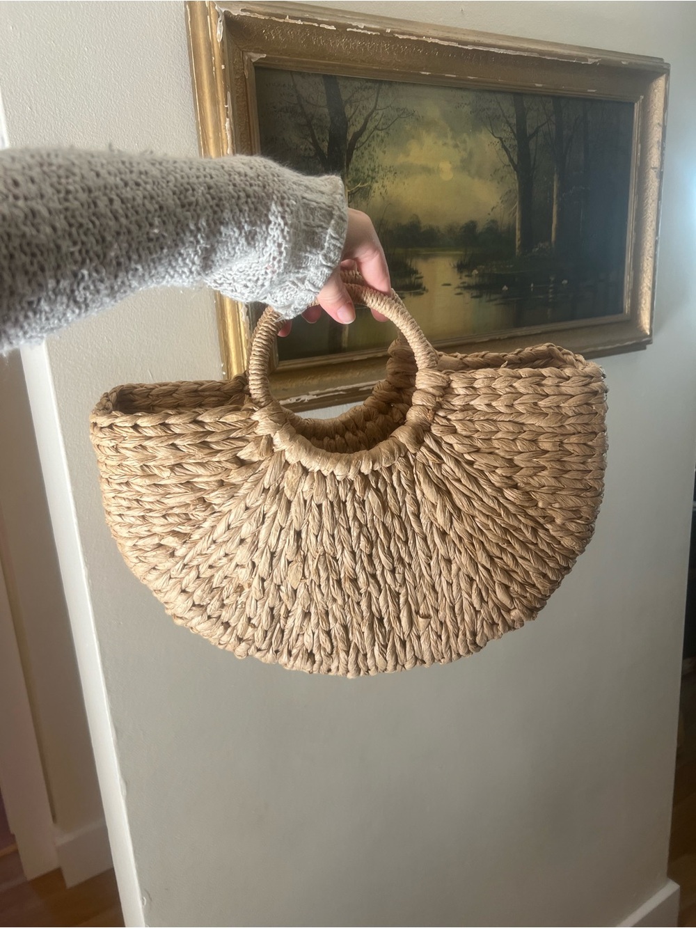 Woven Straw Tote Bag - Natural
